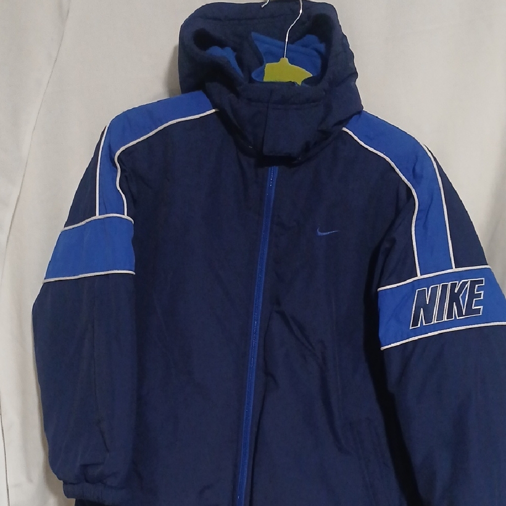 Nike Navy and Royal Blue Hooded Reversible Coat
